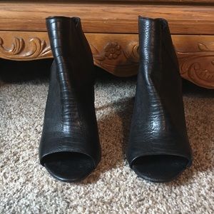 Joie peep toe black leather booties